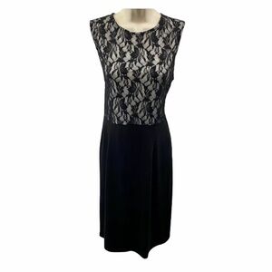 Unbranded Lace & Knit Sheath Dress XL Black White